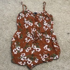 Orange floral romper